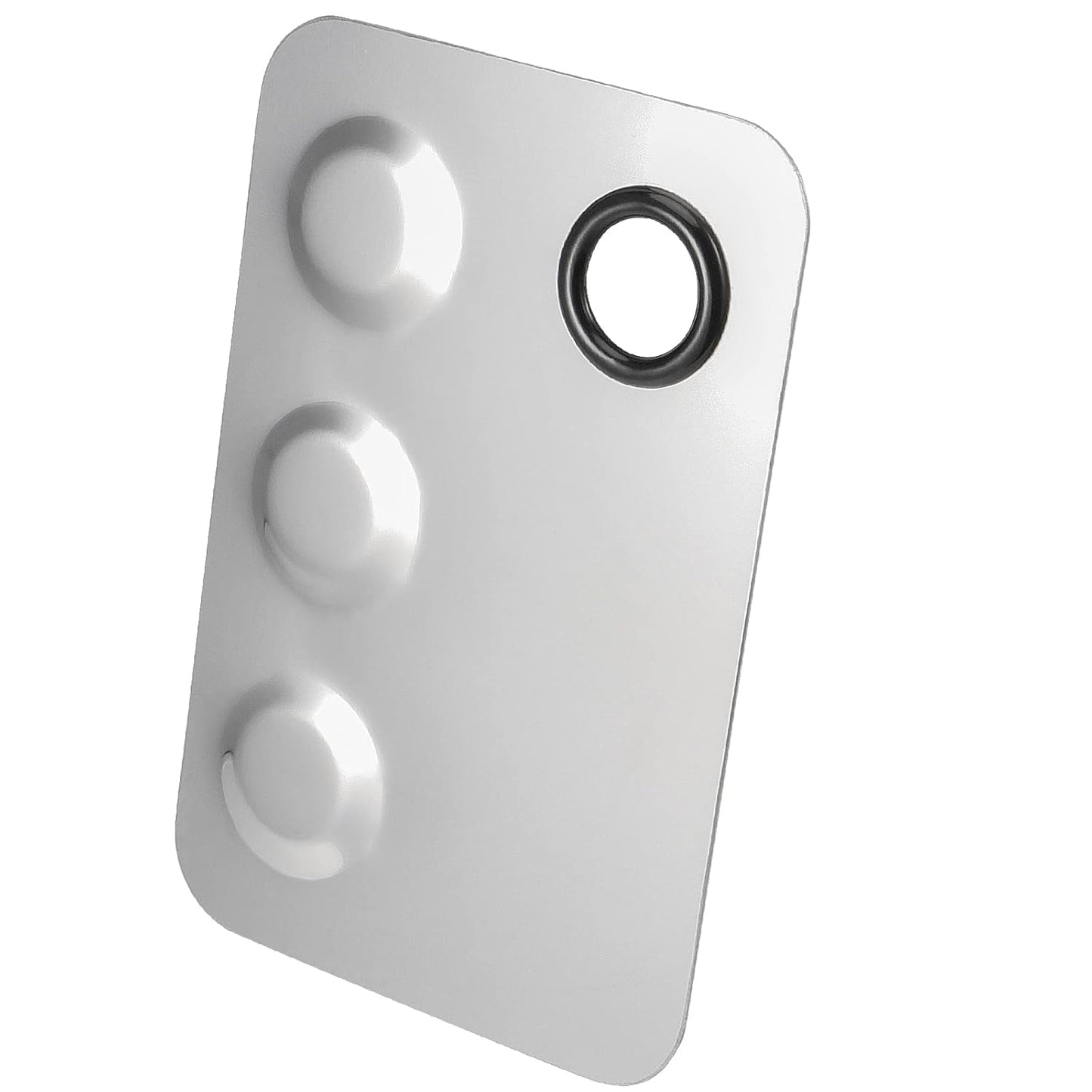 6 Pack 6 x 4 Inch Stainless Steel Cosmetic Palette with Spatula, 3-well Mixing Makeup Palette Nail-art Mixer Metal Tray for Foundation, Pigment, Nail Polish Blending, Silver