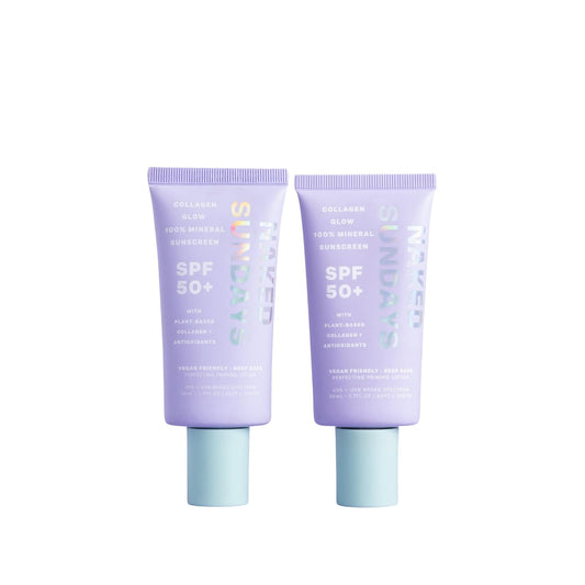 Naked Sundays SPF 50 Mineral Facial Sunscreen, Hydrating SPF with Zinc Oxide, Primer & Sheer Tint for Healthy Glow - 2 pack