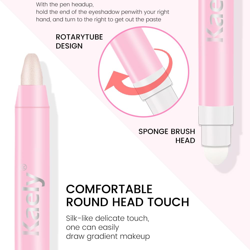 Kaely 2in1 Cream Eye Shadow Brightener Sticks for Eyes, Pencil Eyeshadow Applicator Stick Waterproof Pigmented, Eye Shadow Palette Highlighter Makeup, sombras para ojos, 18 Pearl Shimmer