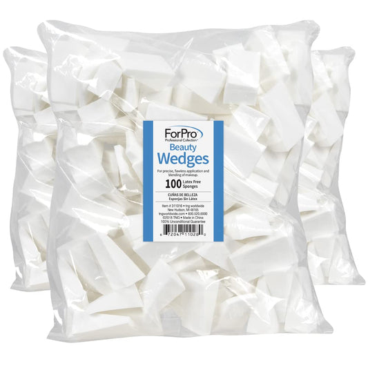 ForPro Professional Collection Beauty Wedges, Latex Free Foam Sponges, Makeup Blenders for Powder and Liquid Makeup, 100-Count (Pack of 3)