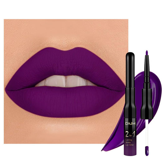 evpct 1Pcs Purple Matte Lip Liner & Liquid Lipstick Stain Makeup Set for Women, Purple Lip Liner Stain Long Lasting Waterproof Smudge Proof, Cruelty Free Lip Stick Makeup 24 hours originales, 52