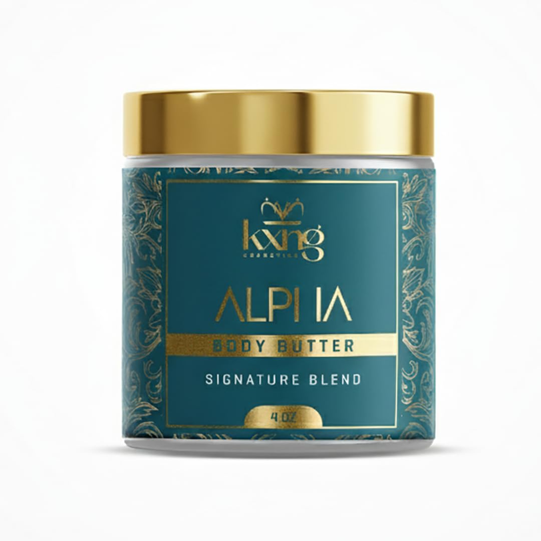 KXNG Cosmetics, Body Butter, Organic Skin Care for Men and Women, Body Moisturizer Lotions and Creams, Raw Shea Butter, Cocoa Butter, Mango, Coconut Oil, Hand, Foot, All Skin Types (Alpha)