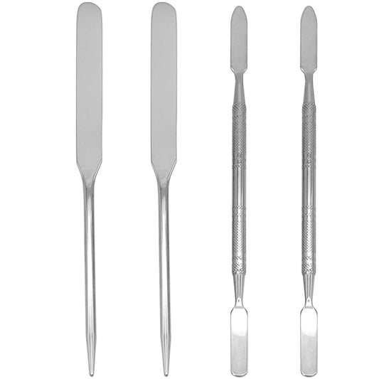 Foundation Spatula Stainless Steel Makeup Mixing Tool Cosmetic Metal Mixer Tool for Professional Color Nail Art Lab Pigment Blending Stick Silver