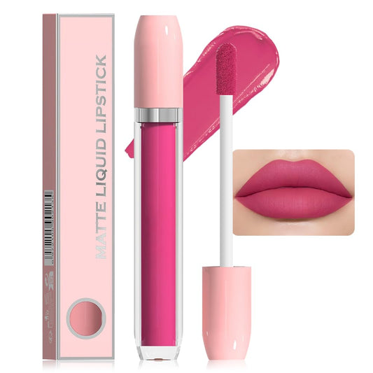 BINGBRUSH Super Matte Longwear No-Budge Stay On Smudge Proof Liquid Lipstick Long Lasting Makeup for Women,Highly Pigmented Color and Instant Shine, Cheeky