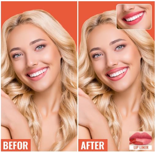 2pcs Lip Stain Peel Off - Lip Liner Stain Long Lasting Waterproof,2-in-1 Lip Liner with Tweezer Nude Matte,Non-Stick Cup,Highly Pigmented，Natural Finish,Stay On All Day,Perfect for Gift (Nude+Rose)