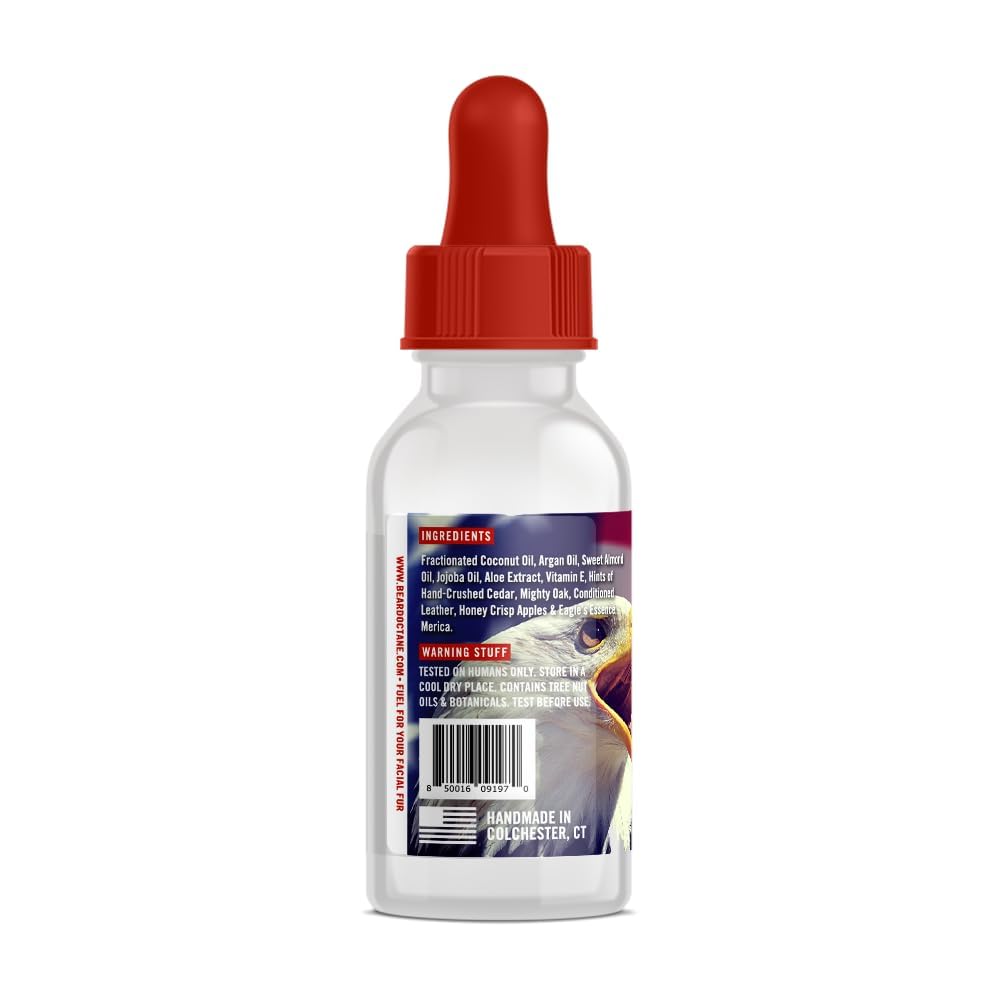 Beard Octane: Merica - Natural Beard Oil w/Argan Oil - 1 Oz - Promotes Healthy Softer Beards - Made in USA - Premium Handcrafted Beard Care