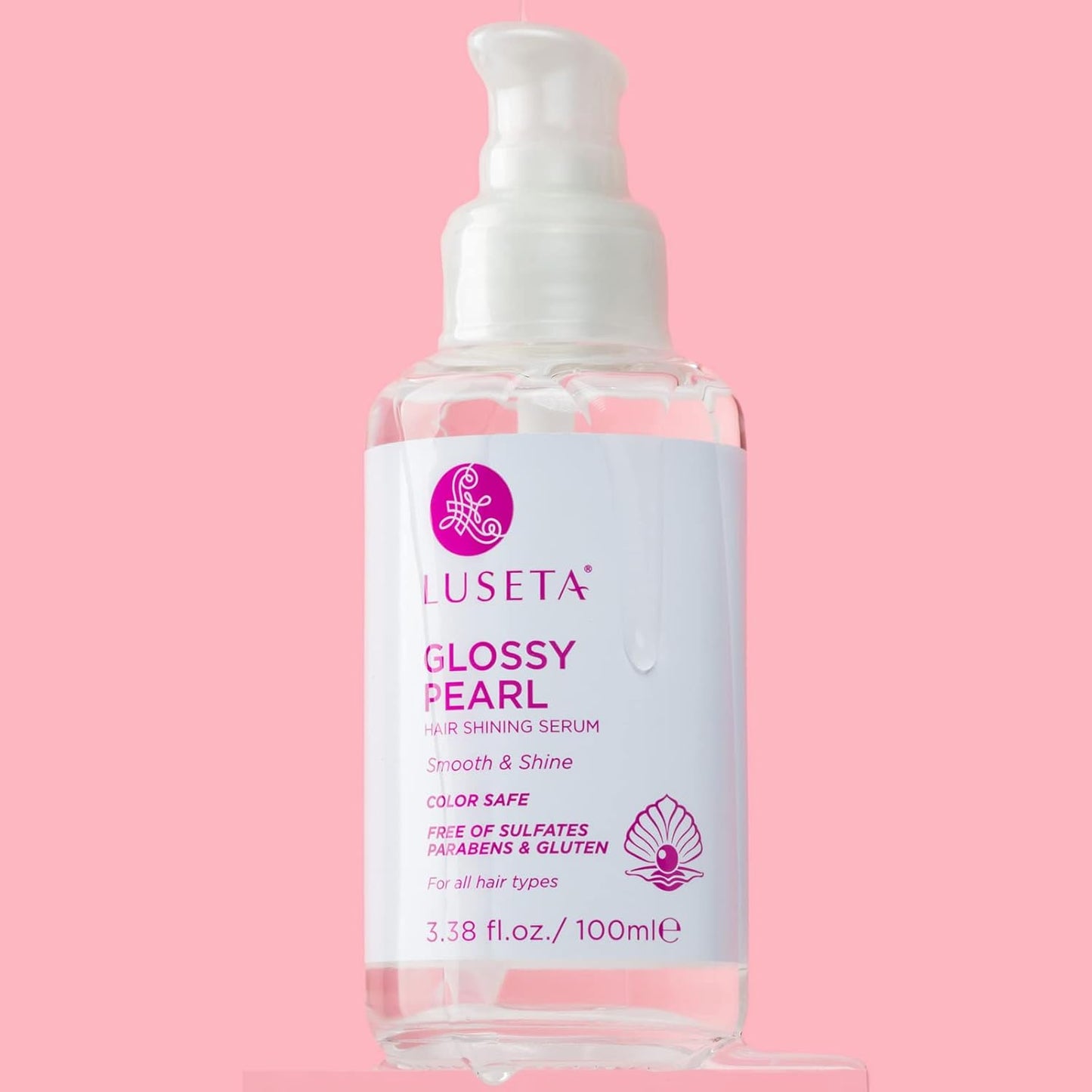 Luseta Glossy Pearl Shining Serum for Frizzy Hair Smoothing and Nourishing with Pearl Extract, Awakening Shine for Dull Hair - 3.38 oz