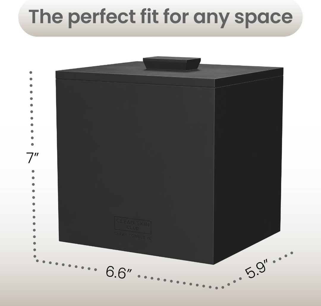 CLEAN SKIN CLUB Cement Box for 50 Disposable Clean Towels XL (Towels NOT Included), Concrete Container for Face Towelettes Bathroom Counter Storage, Cleansing Facial Dry Wipes - Matte Onyx