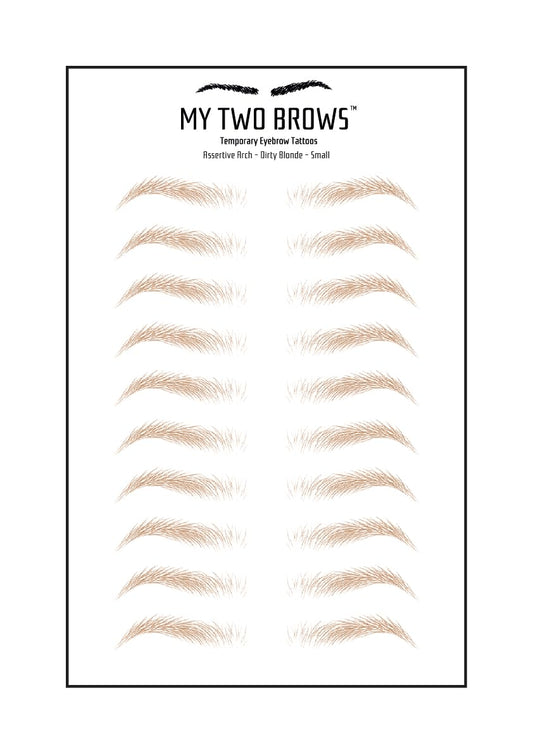 (10 pairs) Dirty Blonde Temporary Eyebrow Tattoo - Small Size - Waterproof & Smudgeproof - Assertive Arch Style Eyebrow Stickers - Sheet Lasts up to 30 Days - Won't Work on Existing Brows