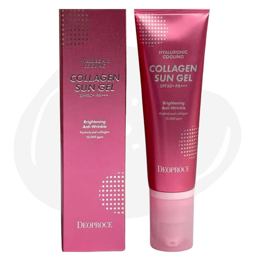 Deoproce Collagen Hyaluronic Cooling Sun Gel SPF 50+ PA+++ – Anti-Wrinkle, Hydrating, and Cooling Korean Sun Protection.