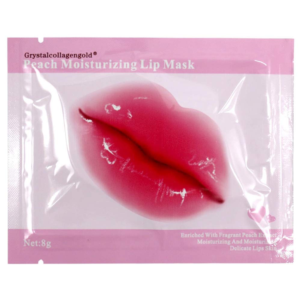 Adofect 30 Pieces Peach Moisturizing Collagen Lip Masks Crystal Lip Care Gel Pads Patches, Mouth & Lips Age Defying Masques - Great for Anti-Chapped, Anti-Wrinkle, Plump Your Lips, Rose Red