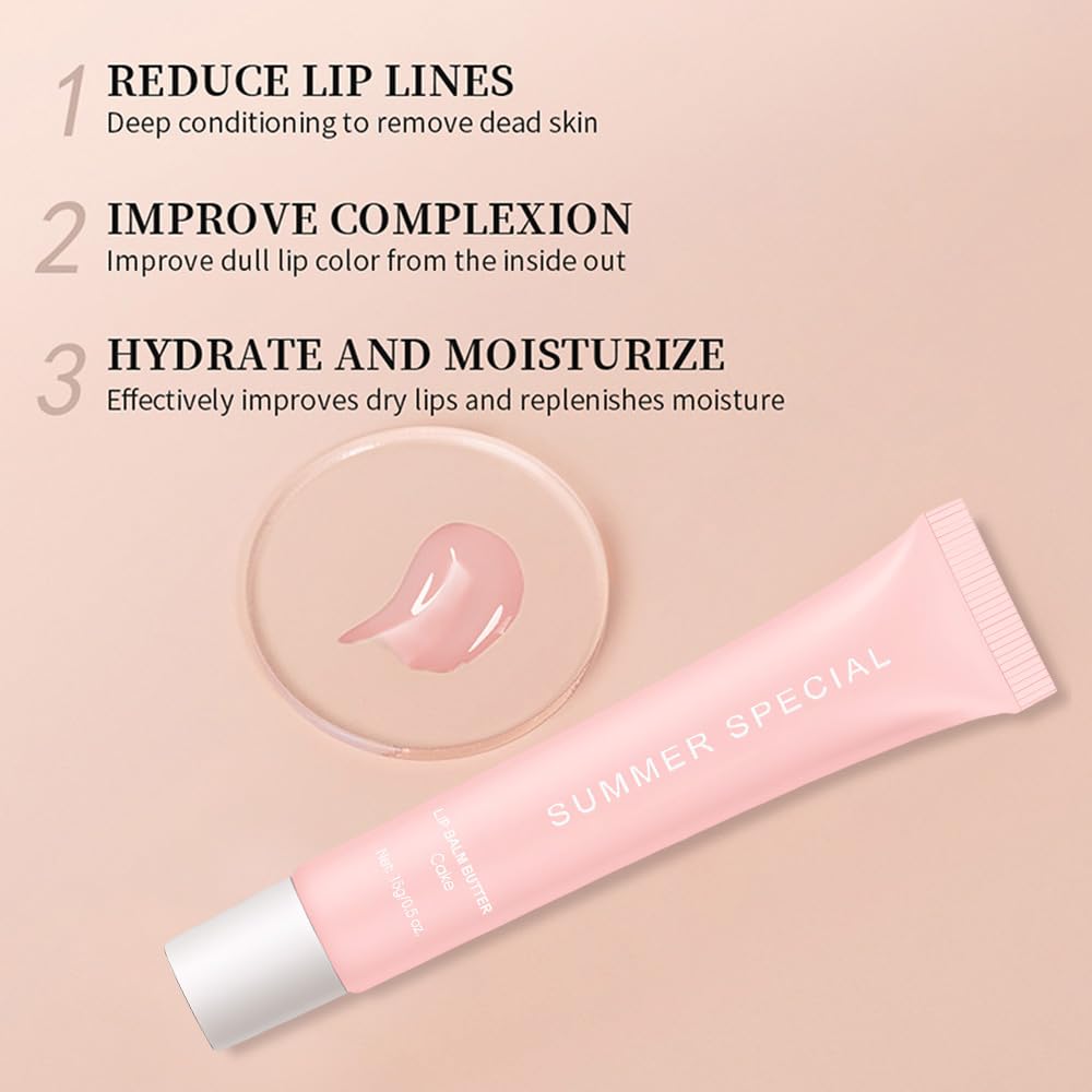 Summer Ultra-Hydrating Lip Butter Balm – Natural Vegan Lip Balm for Instant Moisture, Shine & Hydration – Sheer-Tinted, Soothes & Softens Dry Lips, Bálsamo labial hidratante #4 Cake 0.5 Fl Oz