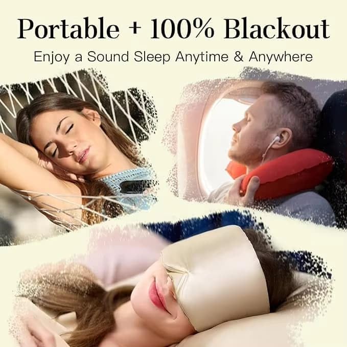 100% Mulberry Silk Sleep Mask, Large Adjustable Eye Cover for Sleeping, Comfortable, Pressure-Free and Breathable Sleeping Masks for Women Men - Biege