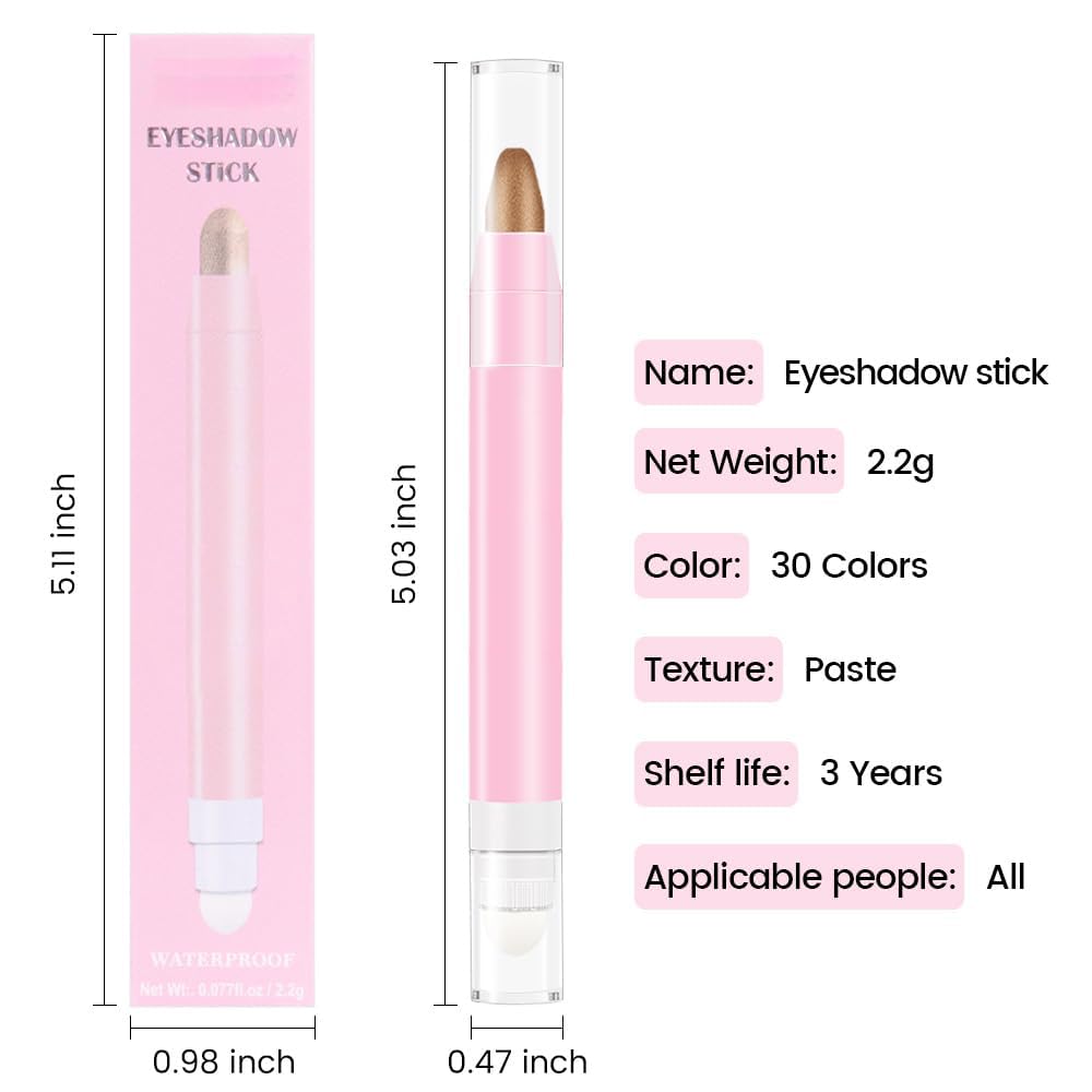 evpct 1Pcs Bronze Shimmer Cream Eye Shadow Brightener Sticks for Eyes Waterproof Pigmented, Double Ended Cream Eyeshadow Stick Pencil Pen with Applicator, Eye Shadow Palette Highlighter Makeup 20