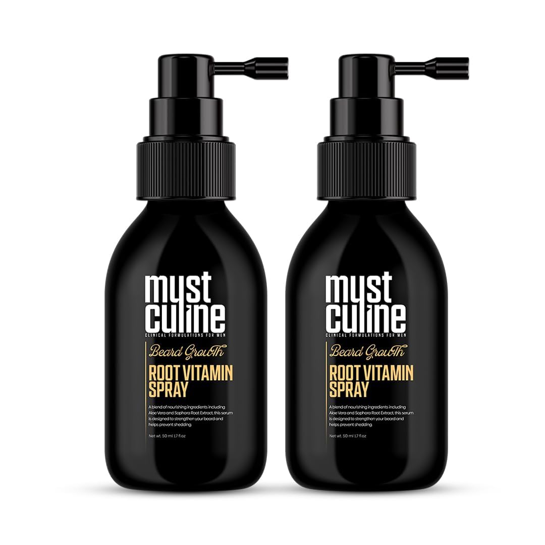 Masculine Beard Growth Vitamin Spray for Fuller, Stronger, Longer, and Bushier Beards (2 Pack)