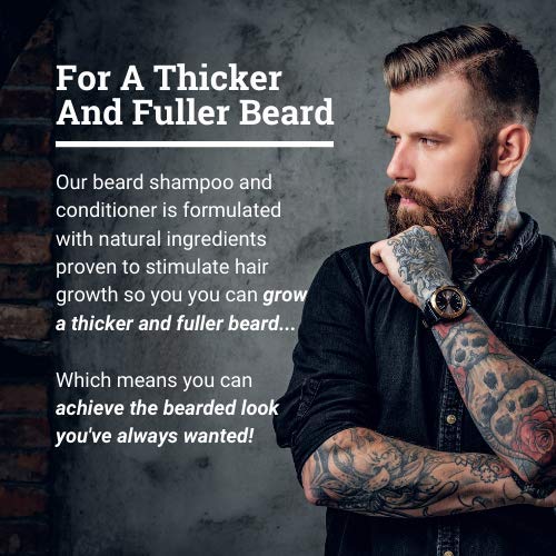 Refreshing Beard Shampoo and Face Wash with Peppermint Tea Tree and Argan Oil - for Thicker and Softer Beard (4oz)