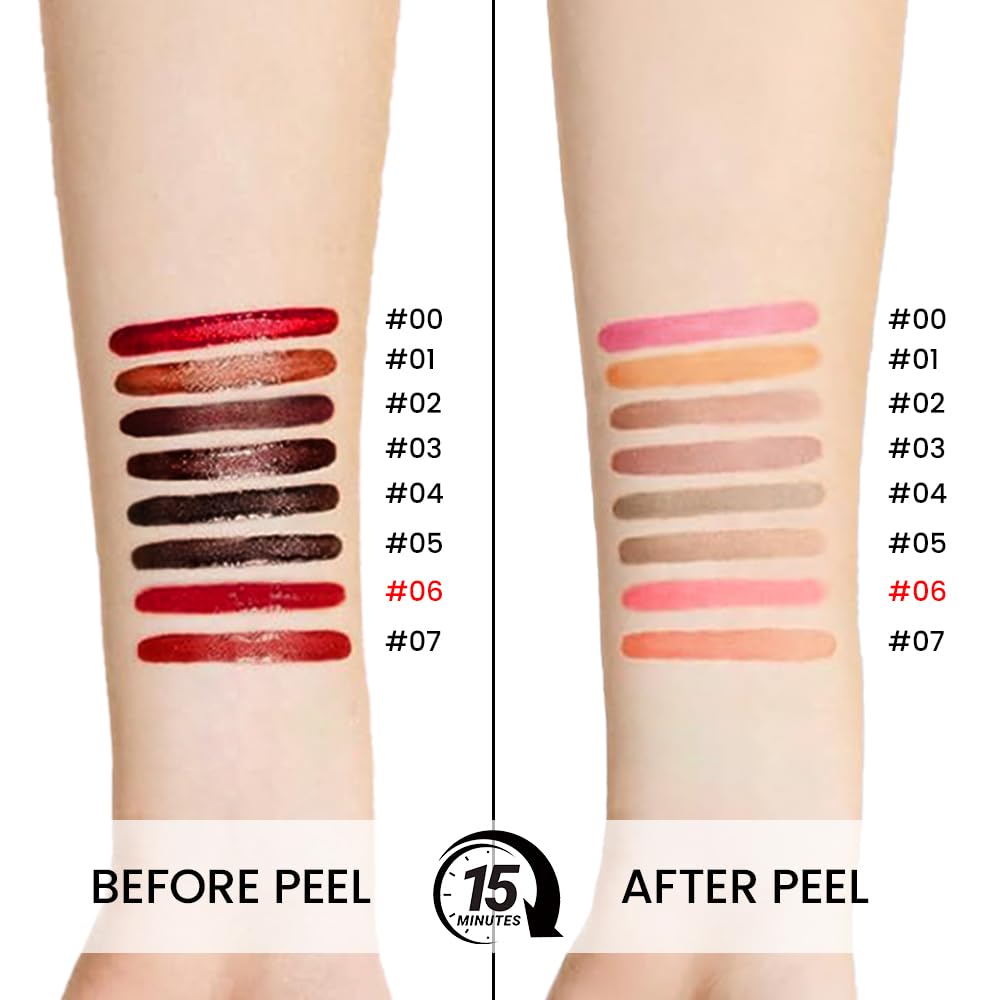 Matte Liquid Lip Stain Peel Off Lip Liner Tattoo - Pinkish Red, Waterproof Smudge-Proof Lip Gloss, Long-Lasting Non-Stick Cup Formula, Natural Peel Off Design for All Skin Types #6