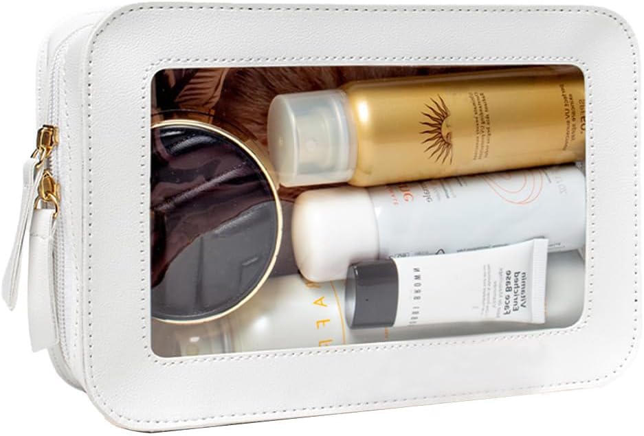 Clear Makeup Bag Small, TSA Approved Portable Toiletry Bag with Zipper Cosmetic Travel Bag Makeup Organizer Case Mini Makeup Pouch for Purse Car Organizer Bag for Women Men