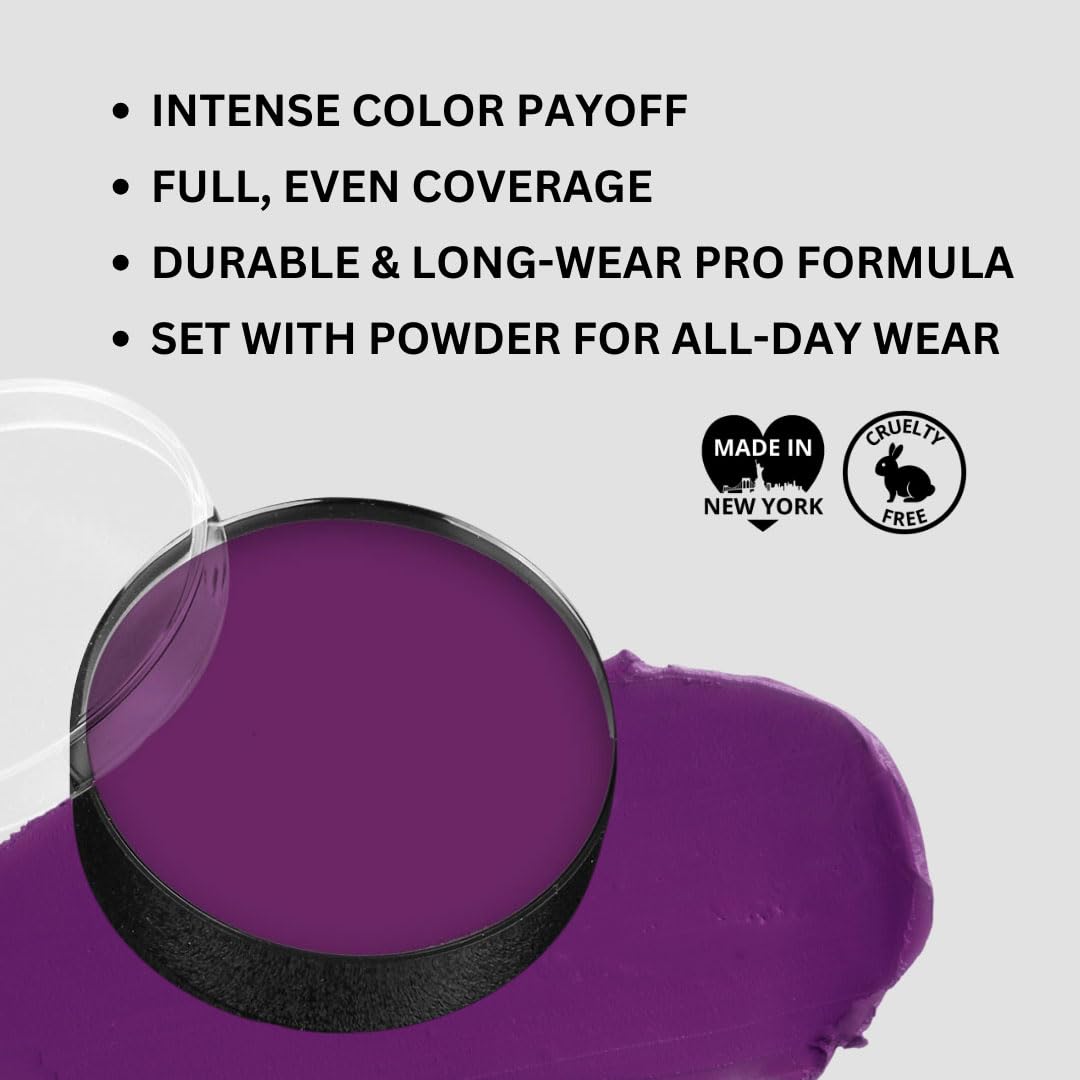 Mehron Makeup Color Cups | Stage, Foundation, Face Paint, Body Paint, Halloween | Face Paint Makeup | Greasepaint .5 oz (14 g) Purple