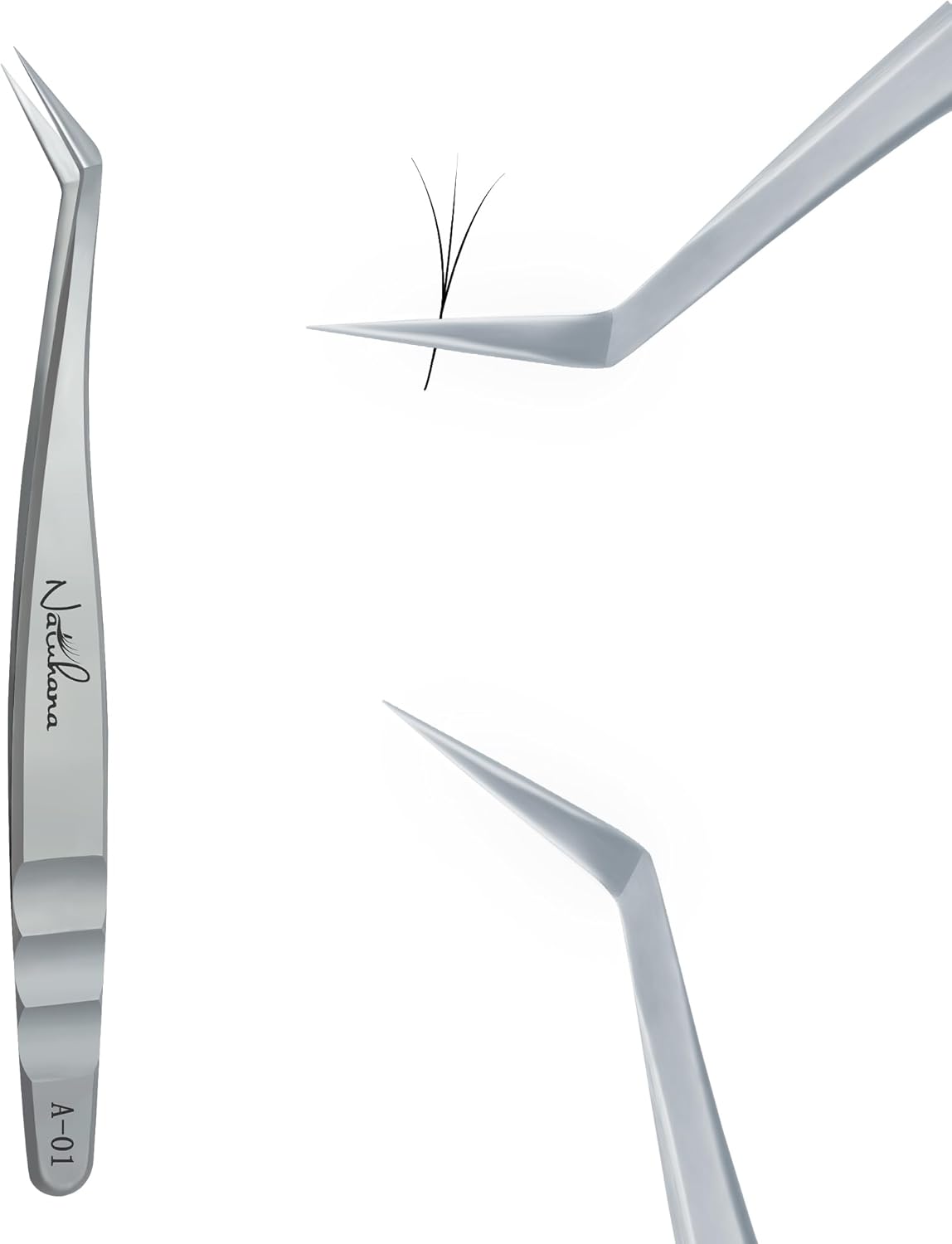 High Precision Lash Tweezers for Individual and Volume Eyelash Extensions Premium Stainless Steel Curved Fiber Tip Professional Isolation Tweezer
