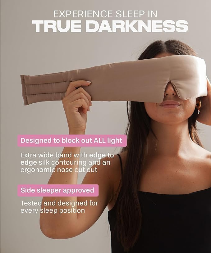 SUNDAYSILKS™ | Adjustable Silk Sleep Mask for Side Sleeper | Cloud-Like Comfort, Weighted for Deep Sleep | Soft Sleep Face Mask for Women & Men, Full Blackout, Cooling Silk Eye Mask for Sleeping (2PK)