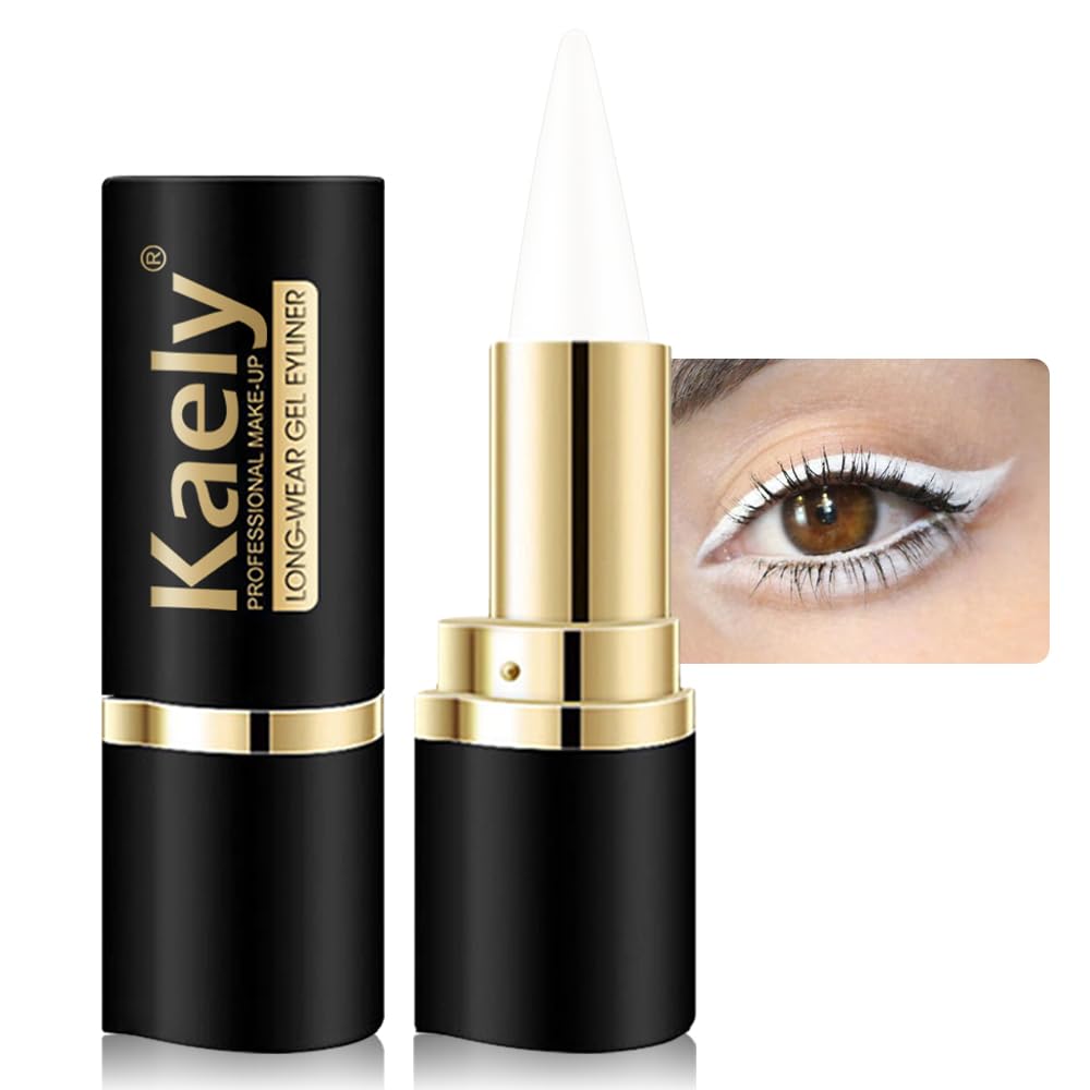 Kaely White Gel Eyeliner Pencil,Waterproof Smudge Proof Eye Liner Pen,Cat Eye Goth Halloween Makeup,Eye Black Face Paint Lipstick Crayon,Color Colorful Eyeliner Eyeshadow Stick,05