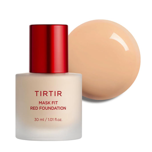 TIRTIR Mask Fit Red FoundationㅣLong Lasting Flawless Coverage, Energy Essence, Lightweight, Hydrating, Pore-Blurring, Breathable Satin Finish, Makeup, Radiant Skin, #23N Sand, 1.01 Fl Oz