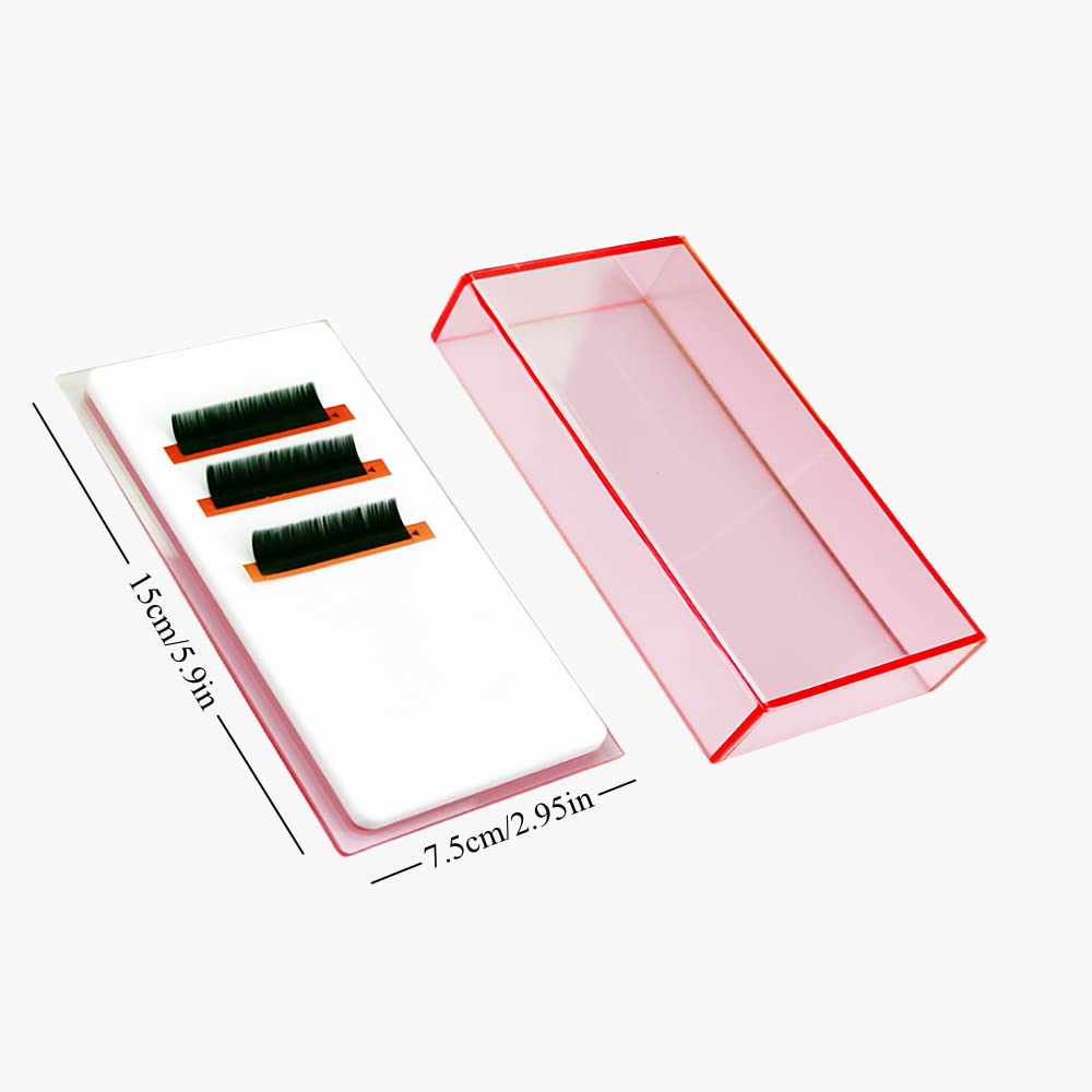 Grafting False Eyelash Acrylic Extension Pallet Organizer, Eyelash Extension Glue Tweezers Plate Makeup Palette, Dustproof Storage Box Display Training Tools Salon (Transparent Pink S)