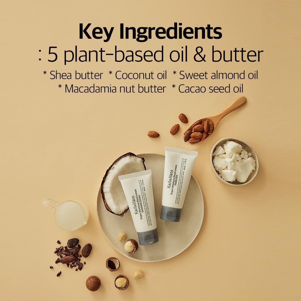 Karl&Hans Super Moisturizing Mint Vegan Hand Cream - Double Mint Scent with Shea Butter, Coconut Oil, Long-Lasting Refreshing Formula, Organic Daily Hand lotion for Dry Cracked Hands - 1.7 fl oz