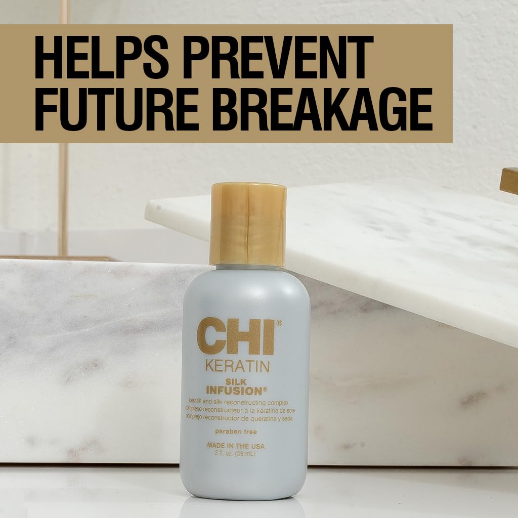 CHI Keratin Silk Infusion, Hydrating Hair Serum For Restoring Softness & Shine, Helps Dry, Damaged Hair, Sulfate-free, 2 Oz