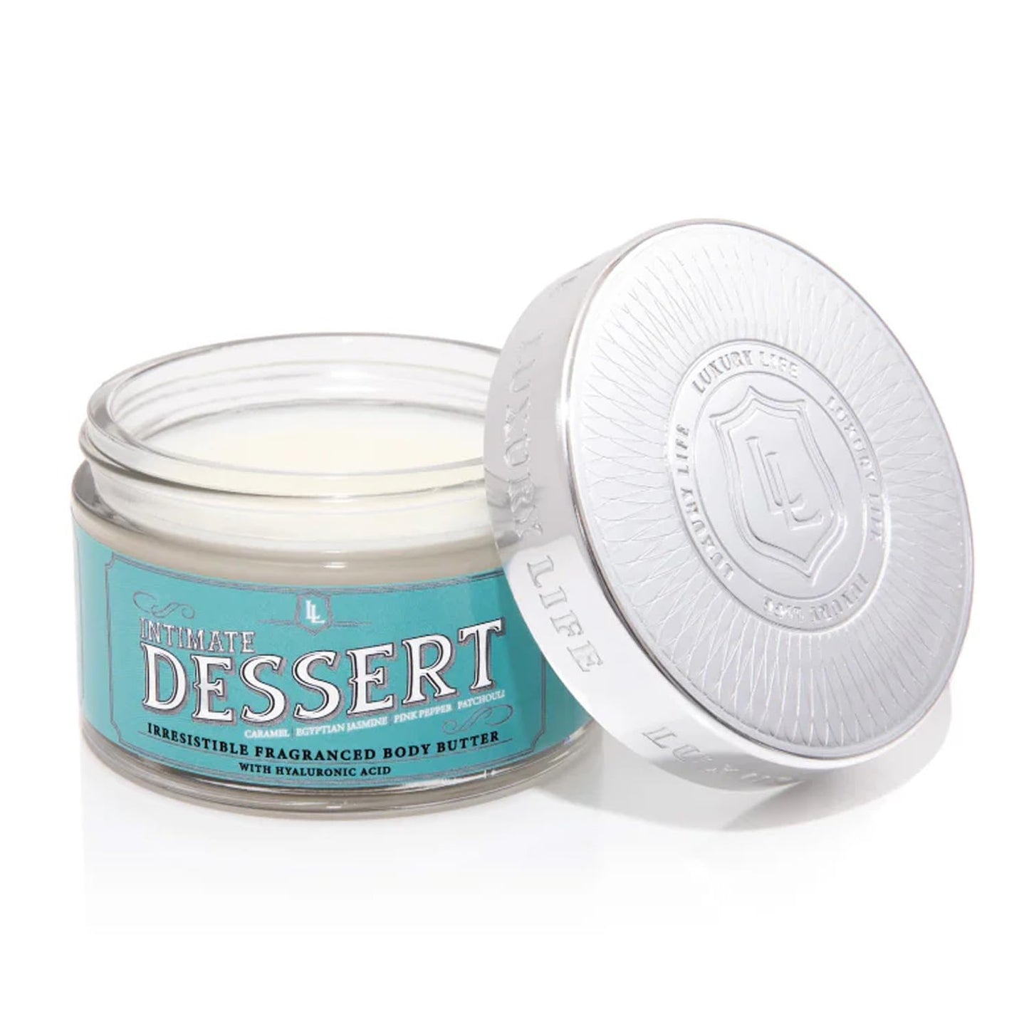 LUXURY LIFE BUTTER - Irresistibly Scented Body Butter with Hyaluronic Acid for Ultimate Moisture. Luxurious Natural Fragrance. Hydrates for a Non-Greasy Glamorous Glow, Intimate Dessert, 5 oz.