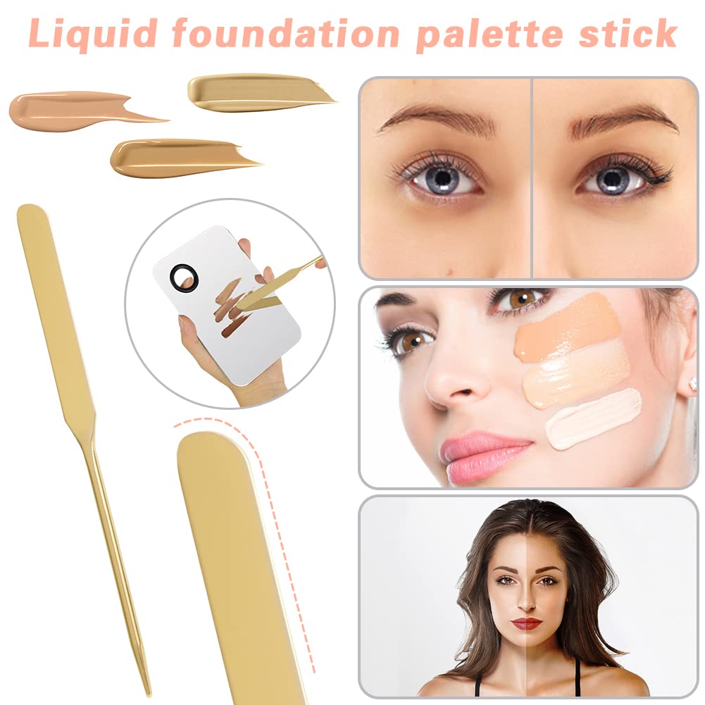 3PCS Makeup Mixing Palette, Stainless Steel Cosmetic Makeup Palette With Spatula Makeup Artist Tool, Professional Cosmetic Mixing Makeup Palette For Mixing Eye Shadow/Eyelash/Nail Art/Foundation