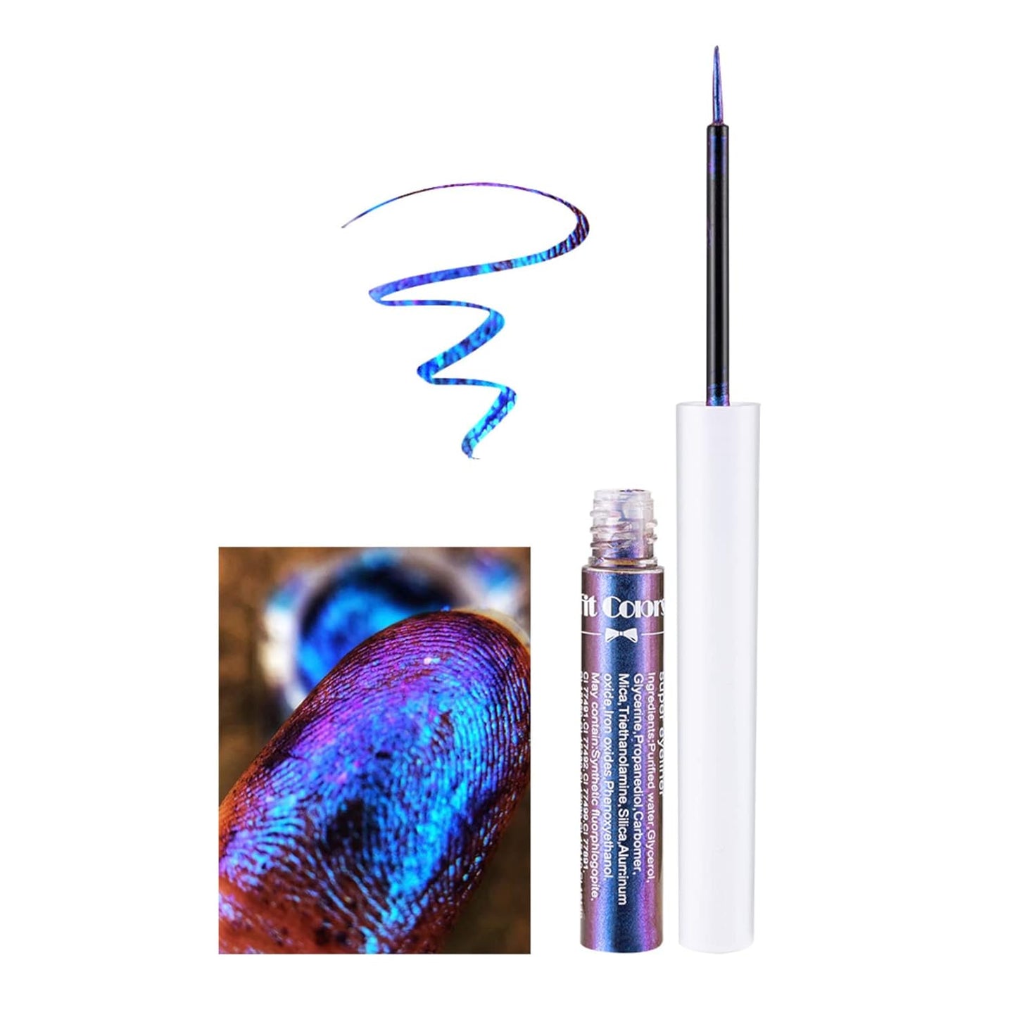 Corleone Glitter Liquid Eyeliner, Metallic Change Color Rainbow Eyeliner Gel MultiColor Highly Pigmented Waterproof Longer-Lasting Colorful Eye Liner Gift Kit for Women and Girls