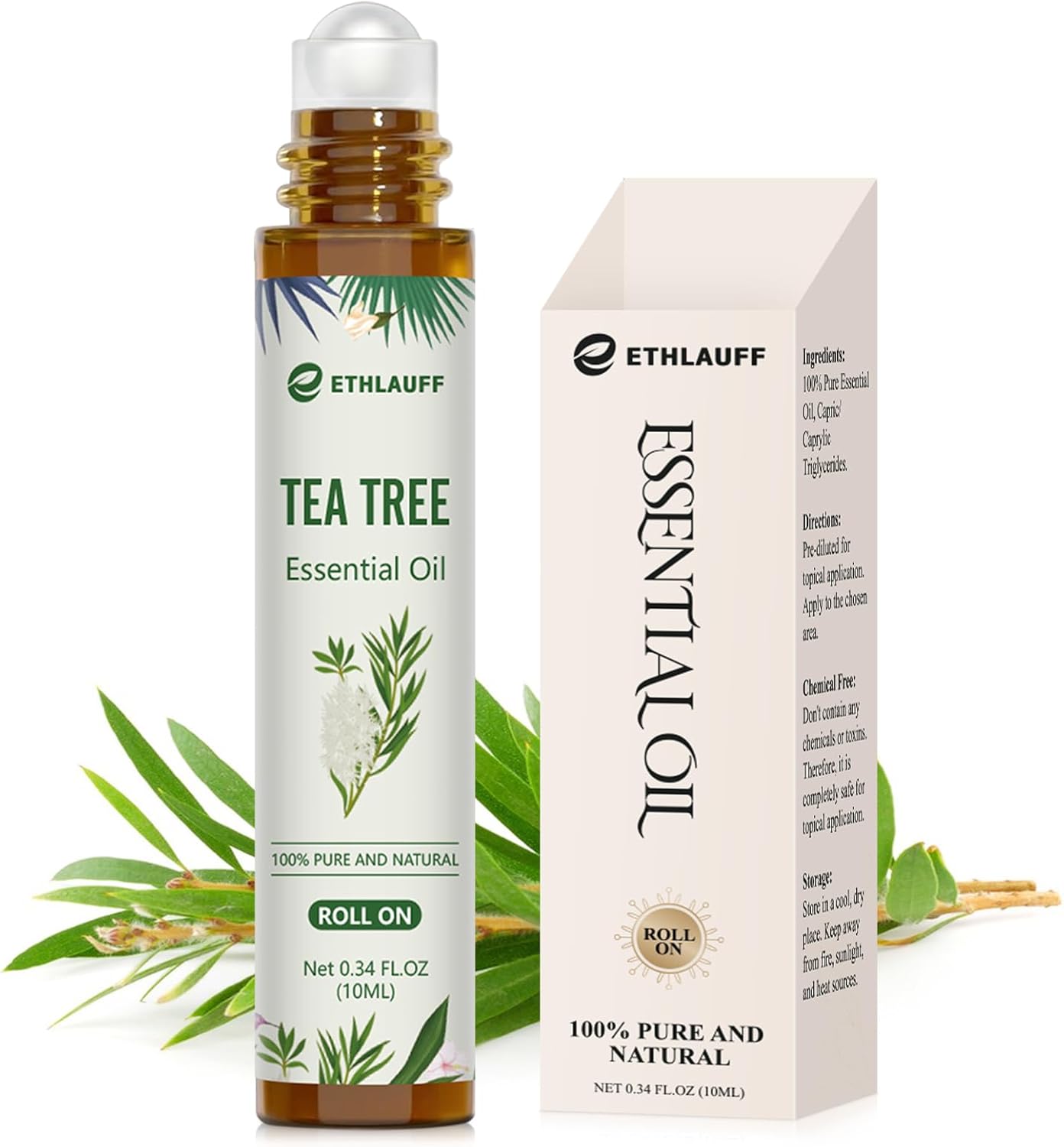 Tea Tree Oil Roll On - 100% Pure Tea Tree Essential Oil for Skin - Premium Quality Aromatherapy Oil