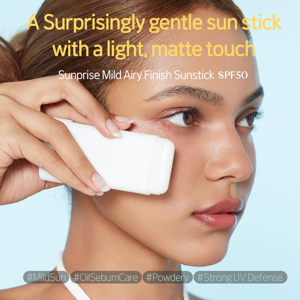 ETUDE Sunprise Mild Airy Finish Sunstick SPF50+ PA++++ Powdery sunscreen, Vegan, Non-Greasy, Sebum Control, Matte Finish, Sensitive Skin Friendly, 19g