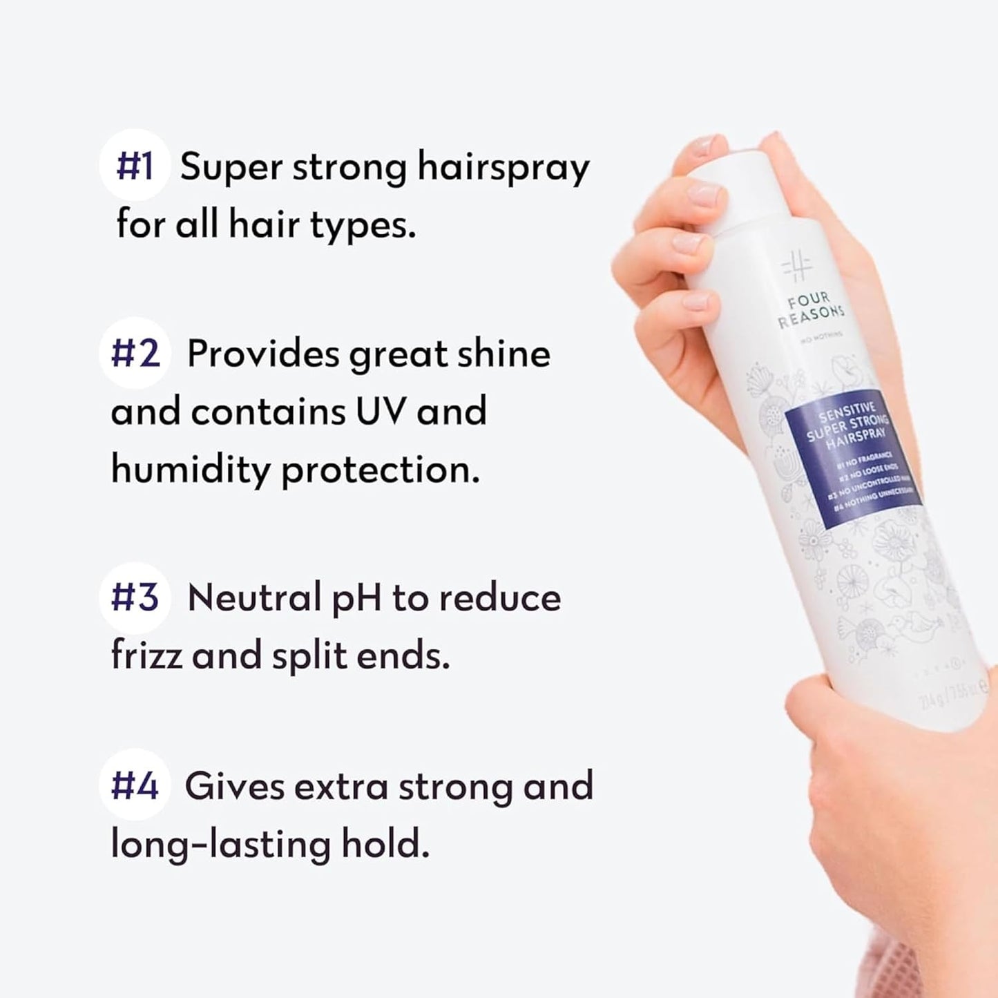No Nothing Sensitive Extra Hold Hairspray, Unscented Finishing Spray for Styling, Wind & Humidity Protection, Reduces Frizz & Split Ends, Flexible Brushable Hold, Hypoallergenic - 2 Pack (7.5 oz Each)