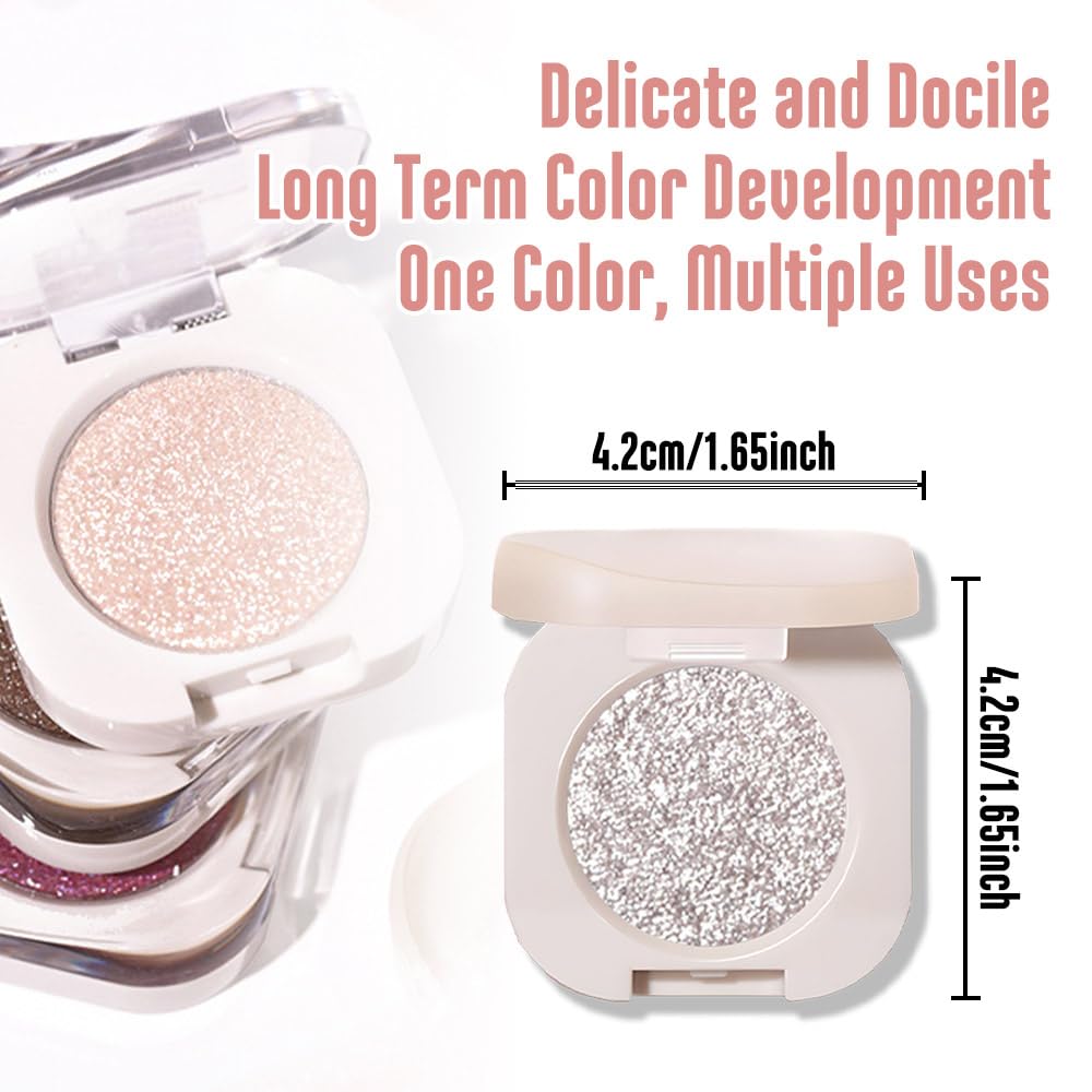 Monochrome Glitter Eyeshadow - Slive Shimmer Eye Shadow, Talc-Free, Paraben-Free, Cruelty-Free, Long-Lasting Single Eyeshadow Palette for Everyday & Special Occasions 12#