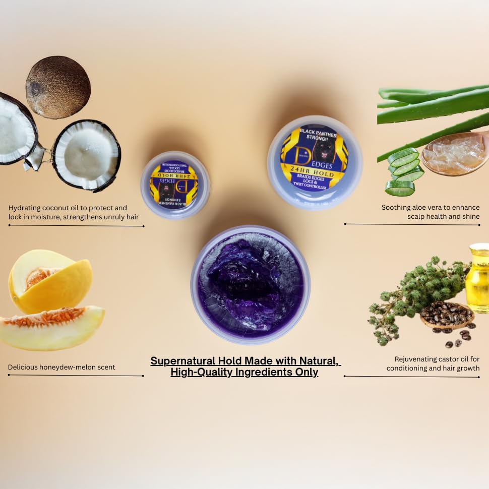 DIAMOND EGDES BLACK PANTHER STRONG Styling Gel. Great for Curly Hair, 8 Ounce