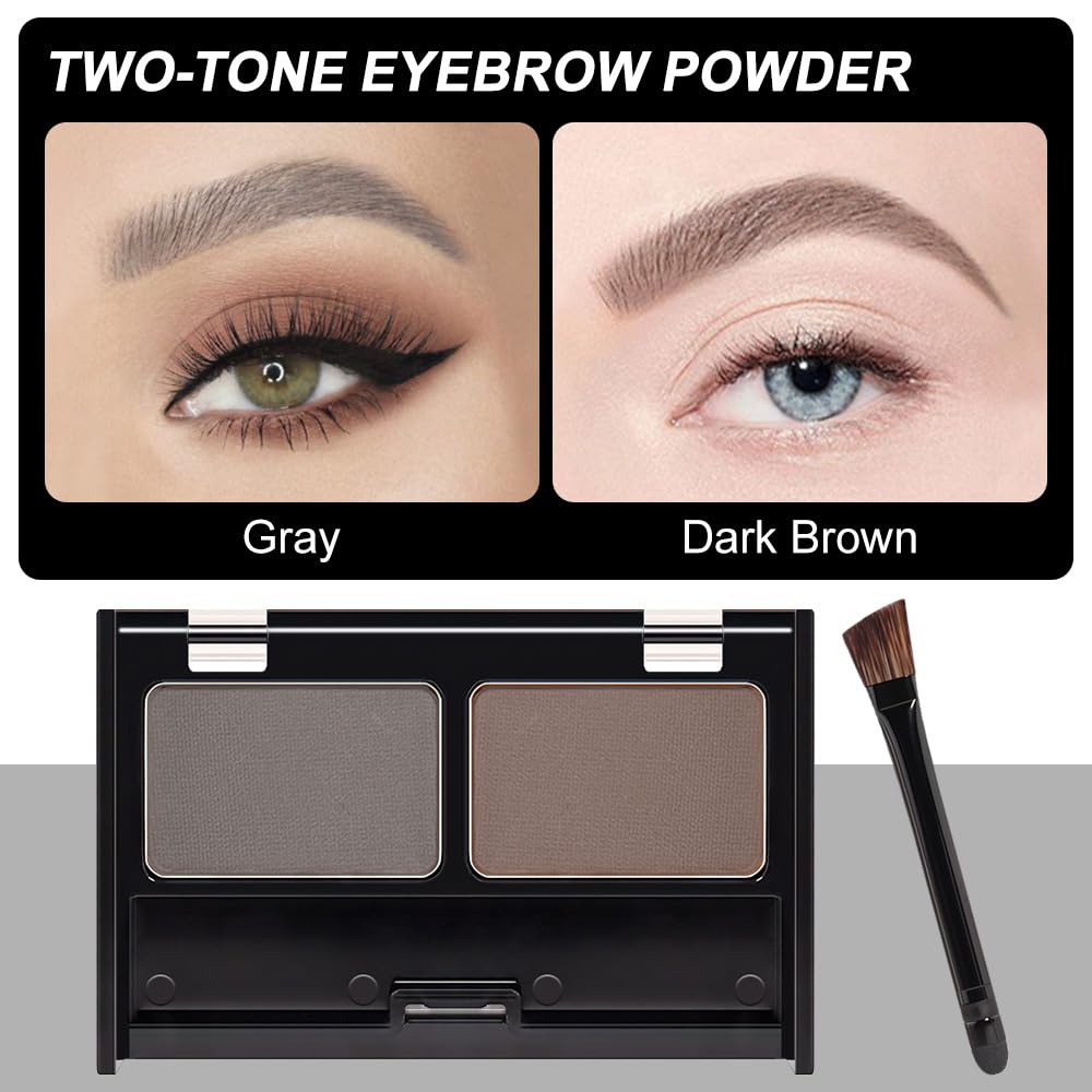 Taupe Brown Eyebrow Powder Kit for Women, Light Medium Gray Eye Brow Palette with Brush, Color Filler Get Full Defined Natural Brows, Matte Contour sombra para cejas, Long-Lasting Waterproof