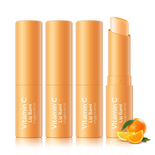KYDA 3 Pcs Vitamin C Lip Balm, Moisturizing Lips Balm Stick for Dry Cracked Lips, Deep Hydrating Tinted Lip Balm, Reduce Fine Lines, Daily Lip Moisturizer with Orange Vitamin C, Colorless Finish