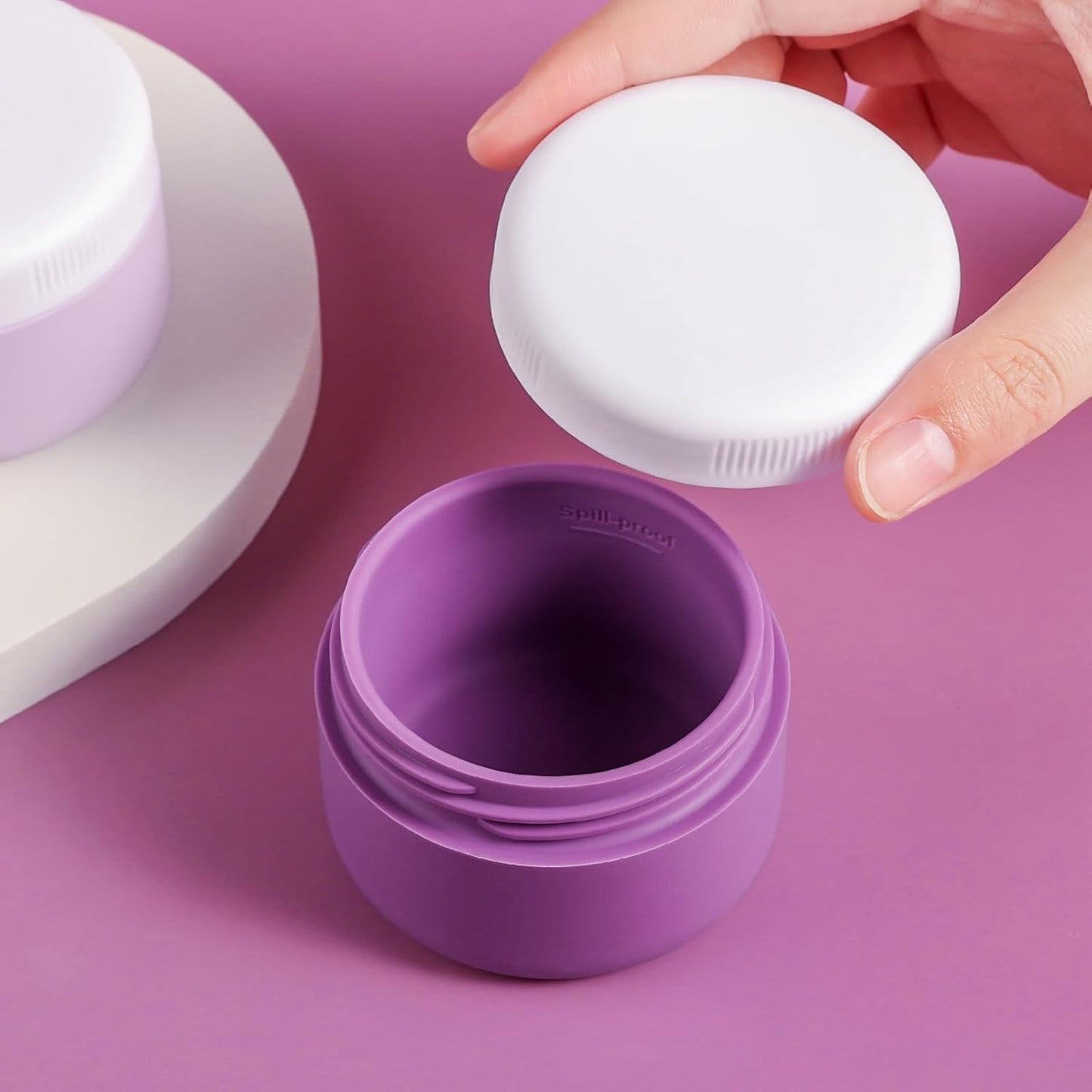 Travel Containers for Toiletries, Silicone Cream Jars BPA-Free, Leak-proof 1.35oz Travel Size Containers, Portable Size Silicone Jars with Lid for Cosmetic Face Hand Body Cream (4 Pack)