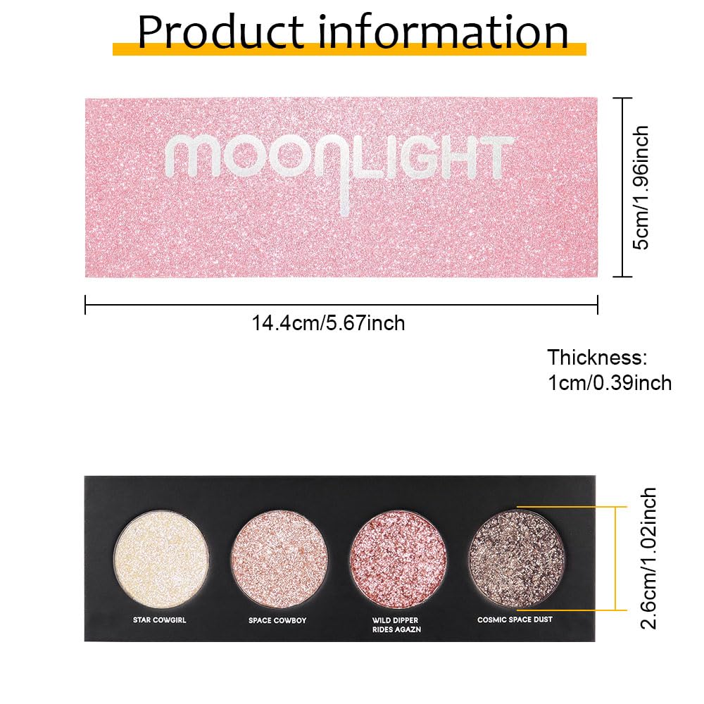 4 Colors Highlight Pink-Purple Eyeshadow Palette, SHANY Cosmetics Shimmer Eyeshadow Palette, Cruelty-Free and Vegan Formula, Glitter Shimmer Eyeshadow for Professional Makeup