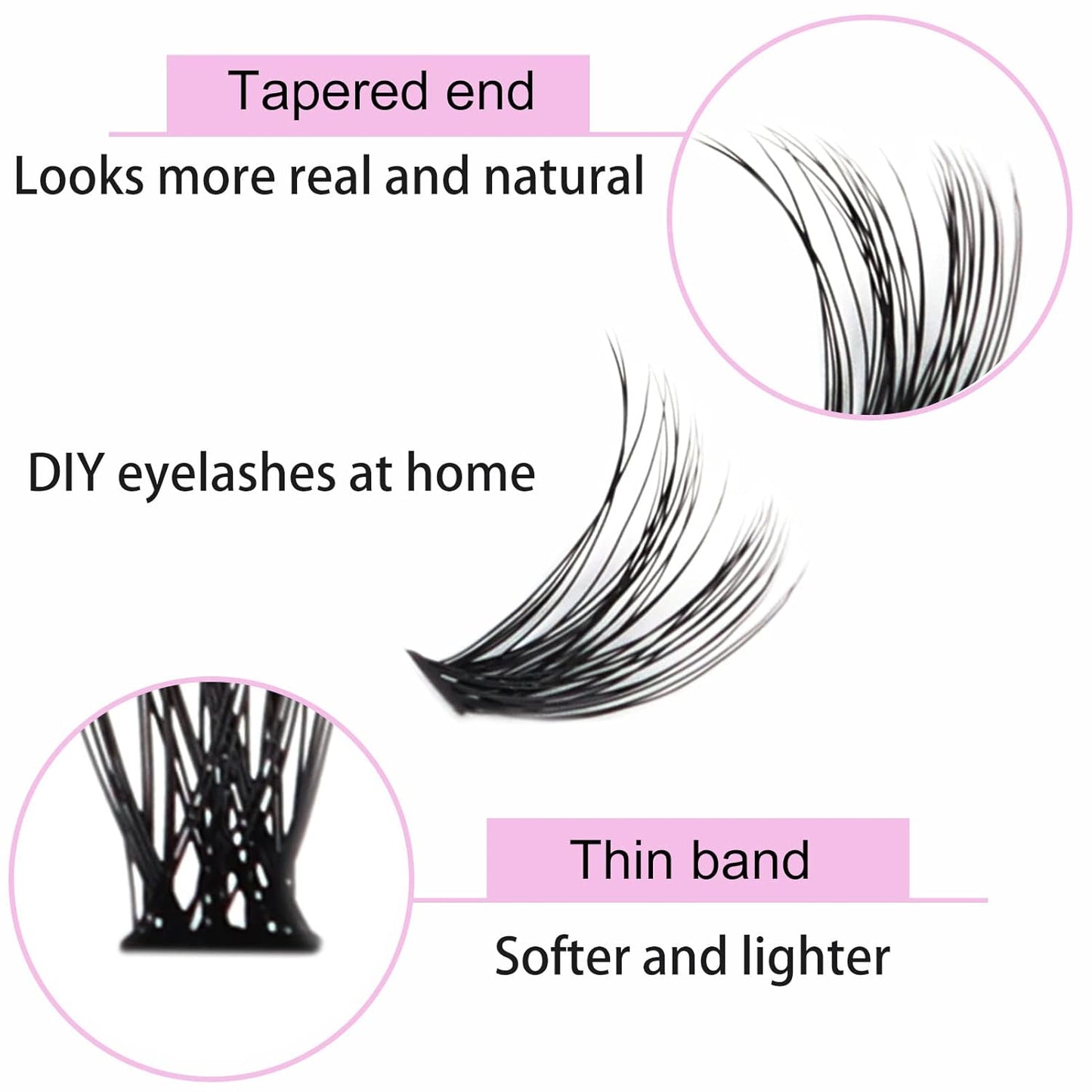 Lash Clusters LAUBESS Individual Lashes Waterproof Eyelash Clusters Mixed Tray Cluster Eyelash Extensions Soft Cluster Lashes for Beginners (40D-D-12)