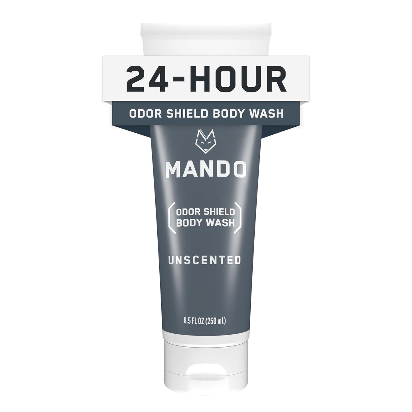 Mando Odor Shield Body Wash - 24 Hour Control - Removes Odor Better than Soap - SLS Free and Paraben Free, Skin Safe - 8.5 Ounce (Unscented)