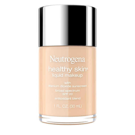 Neutrogena Healthy Skin Liquid Foundation Makeup with Broad Spectrum SPF 20 Sunscreen, Lightweight, Medium Coverage Makeup with Sunscreen and Pro-Vitamin B5, Fresh Beige 70, 1 fl. oz