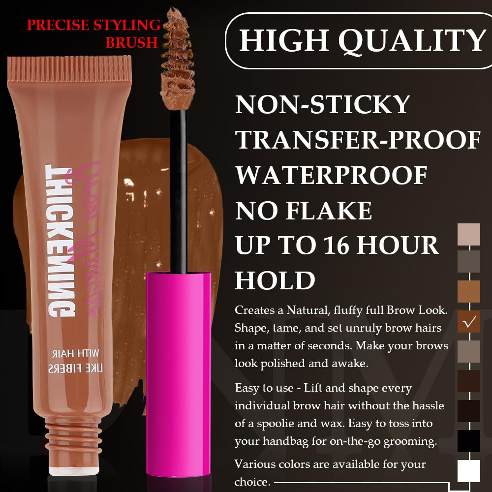 Tinted Thickening Brow Mascara,Brow Fast Sculpt,Waterproof, Transfer-proof, Brush to Fill in Eyebrows and Cover Gray Hairs - Cruelty Free - Light Medium Brown (1pc 04 Rich Auburn)