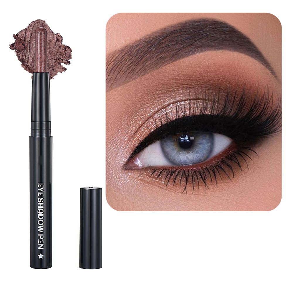 Caramel Eyeshadow Stick Makeup, Cream Shimmer Eye Shadow Pencil, Hypoallergenic Waterproof Long Lasting Crayon, Smooth Glitter Primer Palette Eyeliner Make up