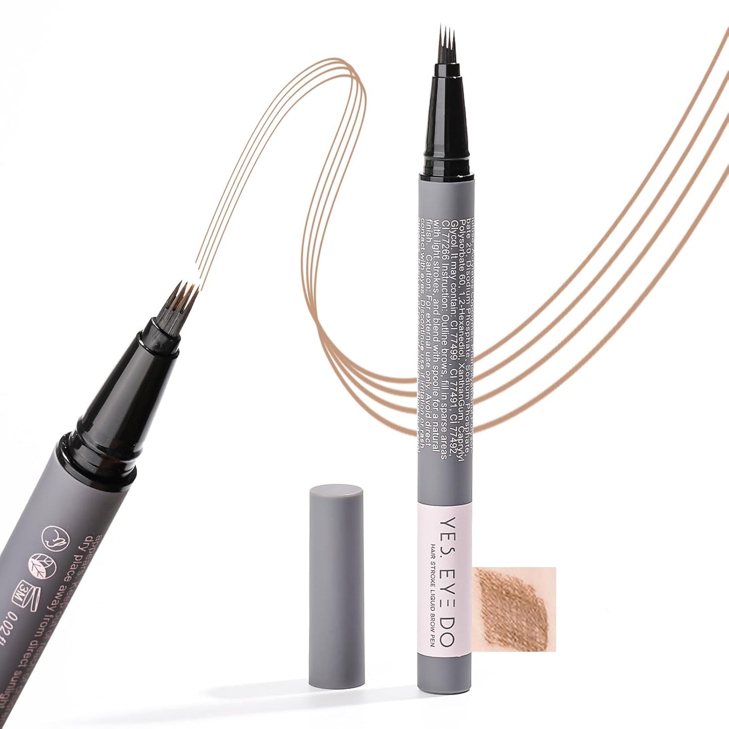 Light Brown Eyebrow Pencil, Strawberry Blonde Eyebrow Pen for Women,4-Tip Precision Brow Pen, Eyebrow Pencil with Hair Stroke, 24H Long Wear YES.EYE DO (Walnut Whisper-Light Brown)