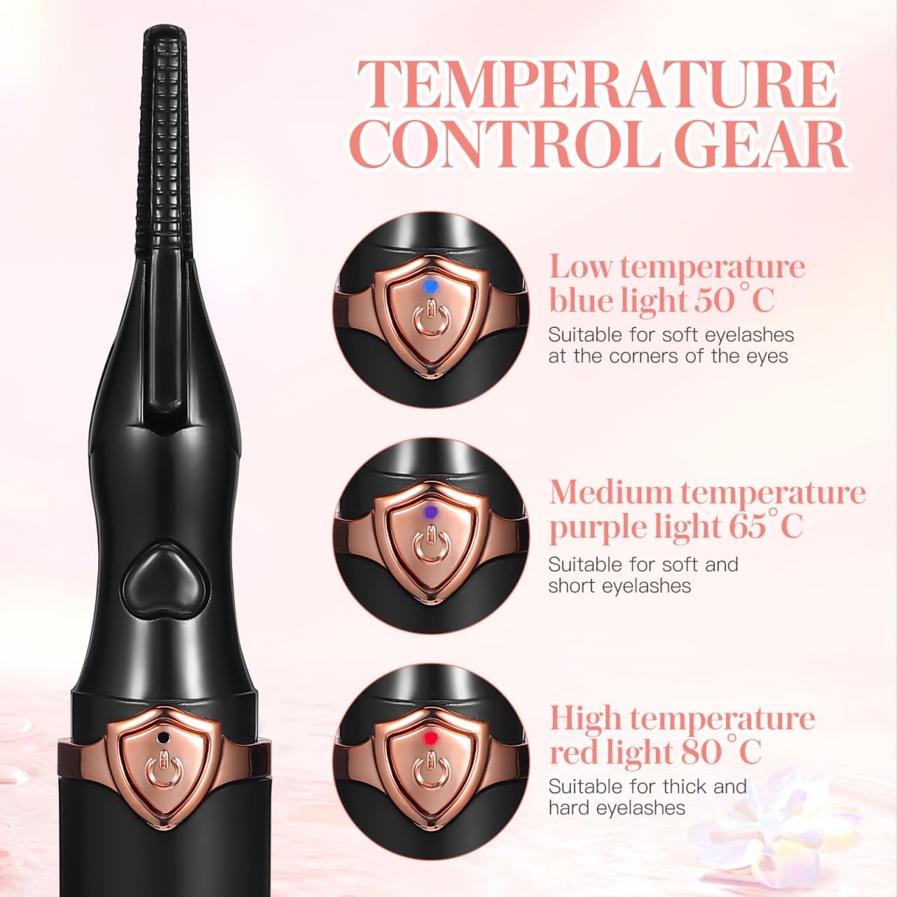 Electric Eyelash Curler Heat - USB Rechargeable Heated Eyelash Curler with 3 Temperature Settings for Curls and Perfect Eye Makeup