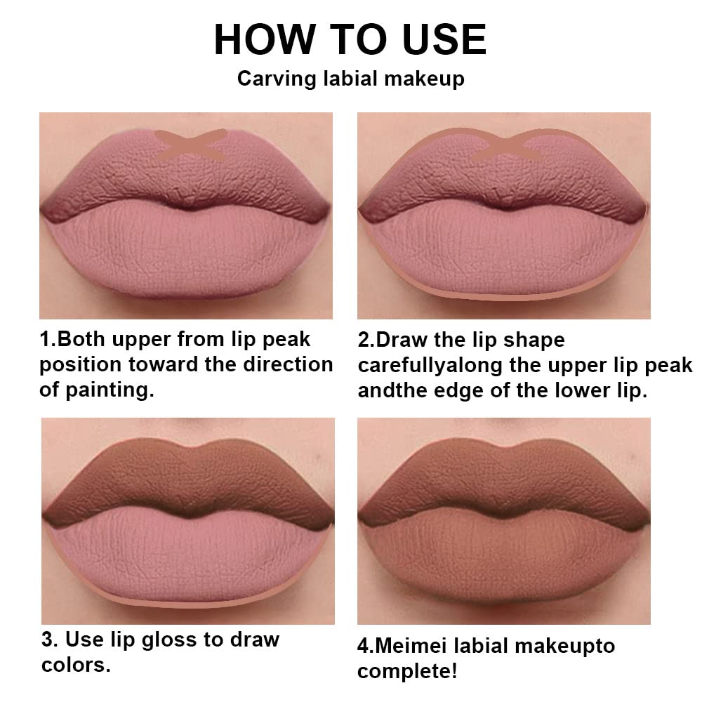 evpct 2Pcs Nude Brown Lip Liner and Matte Lipstick Makeup Sets, Vegan Lipstick Lip Liner and Gloss Stain Set Long Lasting Waterproof labiales mate 24 horas originales matte larga duracion 24 27#